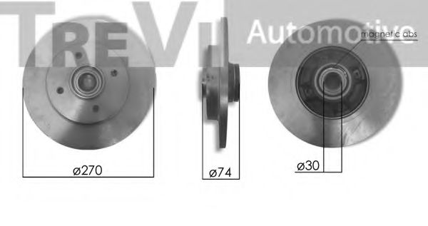 TREVI AUTOMOTIVE WB2223 Комплект подшипника ступицы колеса для PEUGEOT (Пежо) TREVI AUTOMOTIVE WB2223 Комплект подшипника ступицы колеса для PEUGEOT (Пежо)