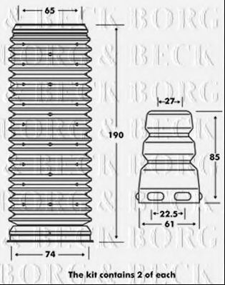 BORG & BECK BPK7001 Пылезащитный комплект, амортизатор для AUDI (Ауди) BORG & BECK BPK7001 Пылезащитный комплект, амортизатор для AUDI (Ауди)