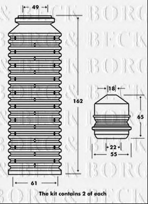 BORG & BECK BPK7002 Пылезащитный комплект, амортизатор для AUDI 90 (Ауди 90) BORG & BECK BPK7002 Пылезащитный комплект, амортизатор для AUDI 90 (Ауди 90)