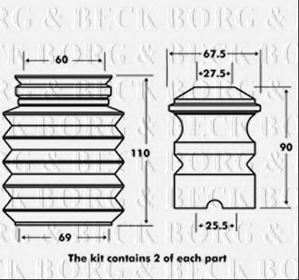 BORG & BECK BPK7009 Пылезащитный комплект, амортизатор для BMW (Бмв) BORG & BECK BPK7009 Пылезащитный комплект, амортизатор для BMW (Бмв)