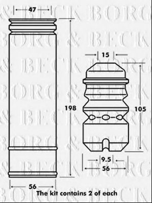 BORG & BECK BPK7016 Пылезащитный комплект, амортизатор для BMW (Бмв) BORG & BECK BPK7016 Пылезащитный комплект, амортизатор для BMW (Бмв)