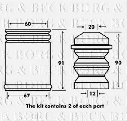 BORG & BECK BPK7025 Пылезащитный комплект, амортизатор для AUDI 90 (Ауди 90) BORG & BECK BPK7025 Пылезащитный комплект, амортизатор для AUDI 90 (Ауди 90)