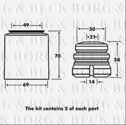 BORG & BECK BPK7026 Пылезащитный комплект, амортизатор для BMW (Бмв) BORG & BECK BPK7026 Пылезащитный комплект, амортизатор для BMW (Бмв)