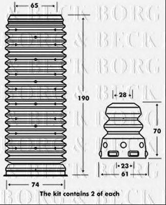 BORG & BECK BPK7073 Пылезащитный комплект, амортизатор для SEAT ALTEA (Сеат Алтэа) BORG & BECK BPK7073 Пылезащитный комплект, амортизатор для SEAT ALTEA (Сеат Алтэа)