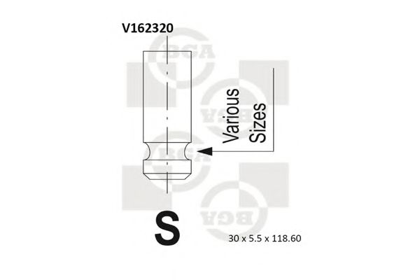 BGA V162320 Впускной клапан для HONDA BALLADE VI (Хонда Балладэ vи) BGA V162320 Впускной клапан для HONDA BALLADE VI (Хонда Балладэ vи)