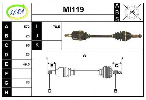 SERA MI119 Приводной вал для MITSUBISHI MIRAGE II (Митсубиши/митсубиси Мирагэ 2) SERA MI119 Приводной вал для MITSUBISHI MIRAGE II (Митсубиши/митсубиси Мирагэ 2)
