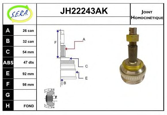 SERA JH22243AK Шарнирный комплект, приводной вал для CHRYSLER (Крайслер) SERA JH22243AK Шарнирный комплект, приводной вал для CHRYSLER (Крайслер)