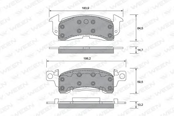 WEEN 151-1412 Тормозные колодки для CADILLAC SEVILLE (Кадилак Сэvиллэ) WEEN 151-1412 Тормозные колодки для CADILLAC SEVILLE (Кадилак Сэvиллэ)