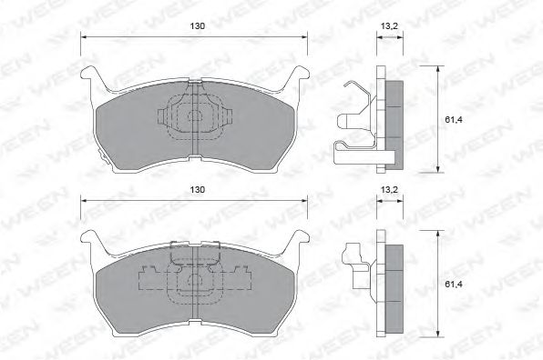 WEEN 151-1588 Тормозные колодки для MAZDA 626 II (Мазда 626 2) WEEN 151-1588 Тормозные колодки для MAZDA 626 II (Мазда 626 2)