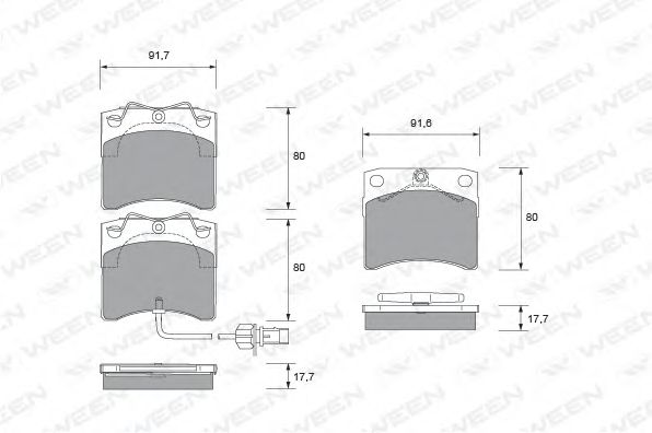 WEEN 151-1820 Тормозные колодки для VOLKSWAGEN (Фольксваген) WEEN 151-1820 Тормозные колодки для VOLKSWAGEN (Фольксваген)