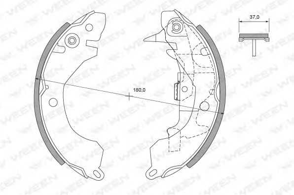 WEEN 152-2308 Тормозные колодоки для MITSUBISHI LANCER IV (Митсубиши/митсубиси Ланcэр иv) WEEN 152-2308 Тормозные колодоки для MITSUBISHI LANCER IV (Митсубиши/митсубиси Ланcэр иv)