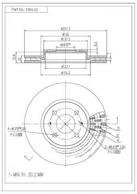 FI.BA FBD142 Тормозной диск для FIAT (Фиат) FI.BA FBD142 Тормозной диск для FIAT (Фиат)