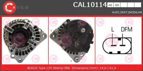 CASCO CAL10114AS Генератор для SKODA FABIA (Шкода Фабиа) CASCO CAL10114AS Генератор для SKODA FABIA (Шкода Фабиа)
