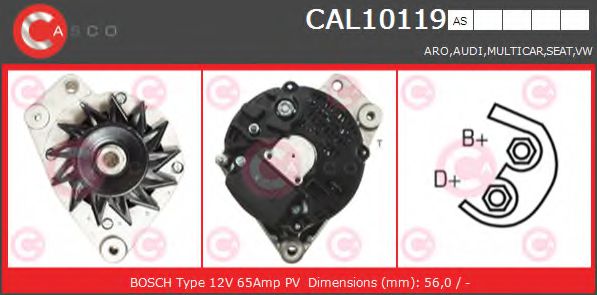 CASCO CAL10119AS Генератор для VOLKSWAGEN CORSAR (Фольксваген Cорсар) CASCO CAL10119AS Генератор для VOLKSWAGEN CORSAR (Фольксваген Cорсар)