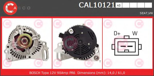 CASCO CAL10121AS Генератор для VOLKSWAGEN POLO (Фольксваген Поло) CASCO CAL10121AS Генератор для VOLKSWAGEN POLO (Фольксваген Поло)