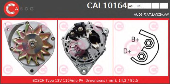 CASCO CAL10164AS Генератор для AUDI 80 (Ауди 80) CASCO CAL10164AS Генератор для AUDI 80 (Ауди 80)