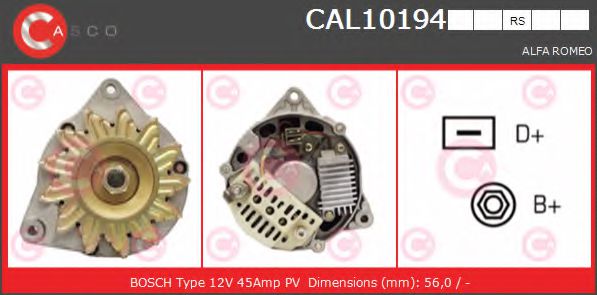 CASCO CAL10194RS Генератор для ALFA-ROMEO (Алфа-ромэо) CASCO CAL10194RS Генератор для ALFA-ROMEO (Алфа-ромэо)