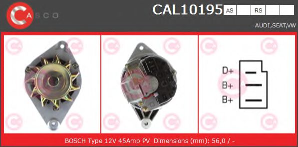 CASCO CAL10195RS Генератор для AUDI 80 (Ауди 80) CASCO CAL10195RS Генератор для AUDI 80 (Ауди 80)