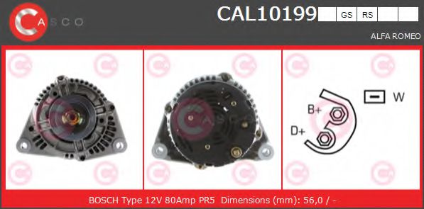 CASCO CAL10199RS Генератор для ALFA-ROMEO (Алфа-ромэо) CASCO CAL10199RS Генератор для ALFA-ROMEO (Алфа-ромэо)