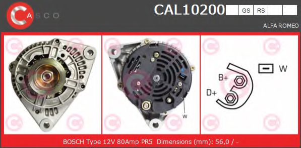 CASCO CAL10200GS Генератор для ALFA ROMEO 146 (Альфа ромео 146) CASCO CAL10200GS Генератор для ALFA ROMEO 146 (Альфа ромео 146)