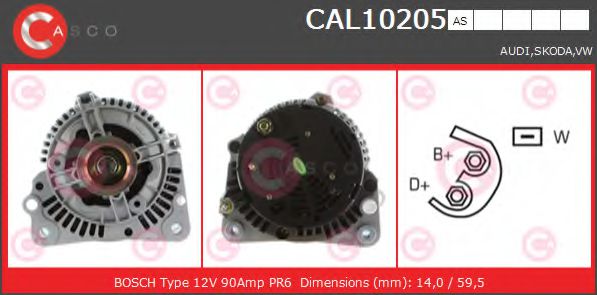 CASCO CAL10205AS Генератор для AUDI 90 (Ауди 90) CASCO CAL10205AS Генератор для AUDI 90 (Ауди 90)