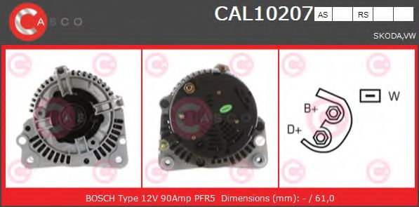 CASCO CAL10207AS Генератор для автомобилей без электр. подогрева (свеча накала) для SKODA (Шкода) CASCO CAL10207AS Генератор для автомобилей без электр. подогрева (свеча накала) для SKODA (Шкода)