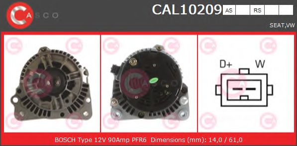 CASCO CAL10209AS Генератор для SEAT CORDOBA (Сеат Кордоба) CASCO CAL10209AS Генератор для SEAT CORDOBA (Сеат Кордоба)
