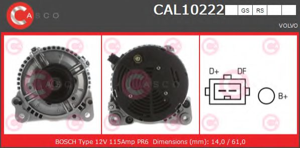 CASCO CAL10222GS Генератор для VOLVO (Вольво) CASCO CAL10222GS Генератор для VOLVO (Вольво)