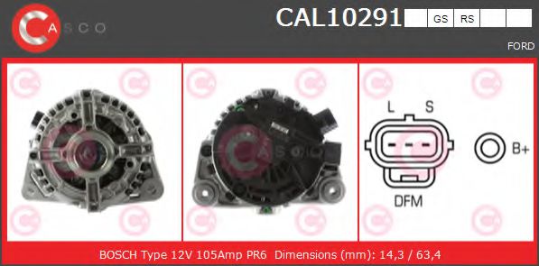 CASCO CAL10291RS Генератор для FORD ESCAPE (Форд Эскейп) CASCO CAL10291RS Генератор для FORD ESCAPE (Форд Эскейп)