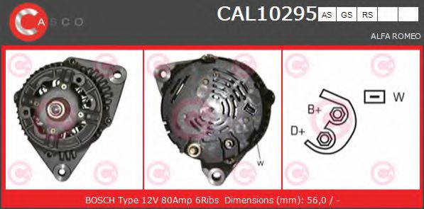 CASCO CAL10295AS Генератор для ALFA-ROMEO (Алфа-ромэо) CASCO CAL10295AS Генератор для ALFA-ROMEO (Алфа-ромэо)