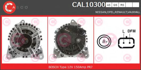 CASCO CAL10300AS Генератор для OPEL VIVARO (Опель Виваро) CASCO CAL10300AS Генератор для OPEL VIVARO (Опель Виваро)