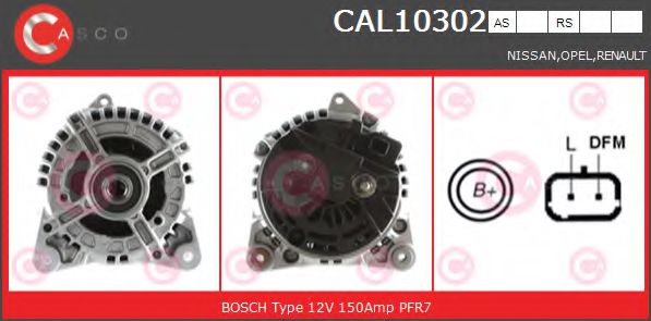 CASCO CAL10302AS Генератор для OPEL VIVARO (Опель Виваро) CASCO CAL10302AS Генератор для OPEL VIVARO (Опель Виваро)