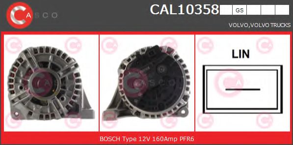 CASCO CAL10358GS Генератор для VOLVO (Вольво) CASCO CAL10358GS Генератор для VOLVO (Вольво)