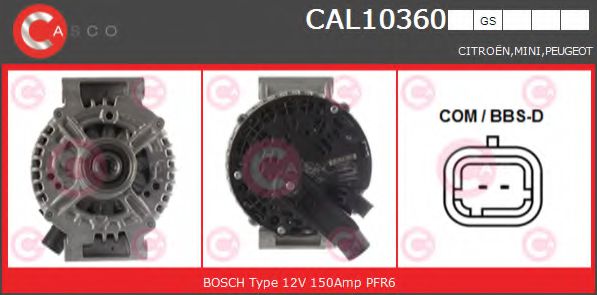 CASCO CAL10360GS Генератор для PEUGEOT (Пежо) CASCO CAL10360GS Генератор для PEUGEOT (Пежо)