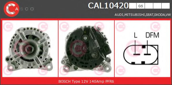 CASCO CAL10420GS Генератор для SKODA SUPERB (Шкода Суперб) CASCO CAL10420GS Генератор для SKODA SUPERB (Шкода Суперб)