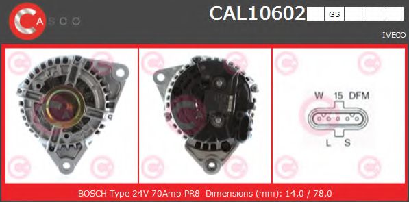 CASCO CAL10602GS Генератор для IVECO (Ивеко) CASCO CAL10602GS Генератор для IVECO (Ивеко)