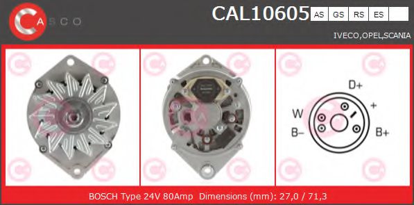 CASCO CAL10605AS Генератор для OPEL OMEGA A (Опель Омэга а) CASCO CAL10605AS Генератор для OPEL OMEGA A (Опель Омэга а)