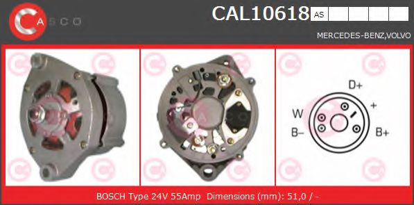 CASCO CAL10618AS Генератор для MERCEDES-BENZ ATEGO (Мэрcэдэс-бэнз Атэго) CASCO CAL10618AS Генератор для MERCEDES-BENZ ATEGO (Мэрcэдэс-бэнз Атэго)