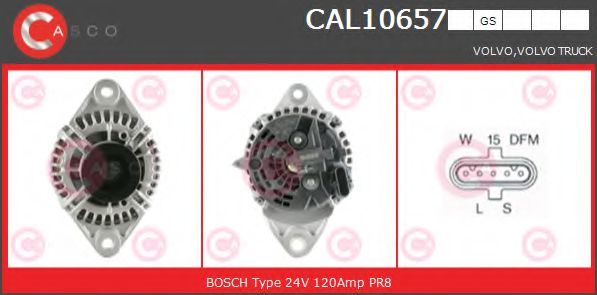 CASCO CAL10657GS Генератор для VOLVO (Вольво) CASCO CAL10657GS Генератор для VOLVO (Вольво)