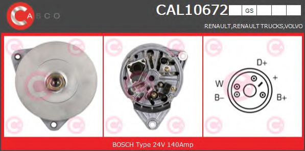CASCO CAL10672GS Генератор для RENAULT TRUCKS ARES (Рено трак Арэс) CASCO CAL10672GS Генератор для RENAULT TRUCKS ARES (Рено трак Арэс)