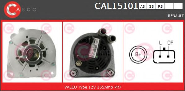 CASCO CAL15101AS Генератор для RENAULT (Рено) CASCO CAL15101AS Генератор для RENAULT (Рено)