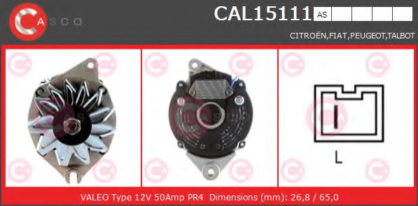 CASCO CAL15111AS Генератор для CITROËN ZX (CитроËн Зх) CASCO CAL15111AS Генератор для CITROËN ZX (CитроËн Зх)