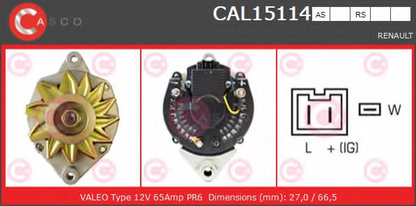CASCO CAL15114AS Генератор для RENAULT LUTECIA I (Рено Лутэcиа и) CASCO CAL15114AS Генератор для RENAULT LUTECIA I (Рено Лутэcиа и)