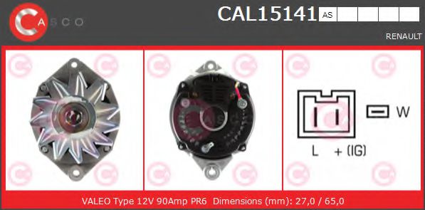 CASCO CAL15141AS Генератор для автомобилей с усиленным рулевым механизмом для RENAULT LUTECIA I (Рено Лутэcиа и) CASCO CAL15141AS Генератор для автомобилей с усиленным рулевым механизмом для RENAULT LUTECIA I (Рено Лутэcиа и)