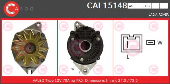 CASCO CAL15148AS Генератор для ROVER 400 (Ровер 400) CASCO CAL15148AS Генератор для ROVER 400 (Ровер 400)