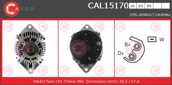 CASCO CAL15170AS Генератор для RENAULT MASTER II (Рено Мастэр 2) CASCO CAL15170AS Генератор для RENAULT MASTER II (Рено Мастэр 2)