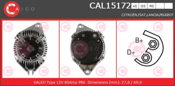 CASCO CAL15172AS Генератор для CITROËN XSARA (CитроËн Ксара) CASCO CAL15172AS Генератор для CITROËN XSARA (CитроËн Ксара)