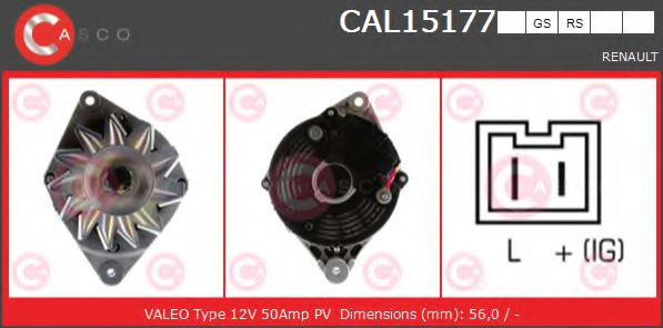 CASCO CAL15177RS Генератор для RENAULT ENCORE (Рено Энcорэ) CASCO CAL15177RS Генератор для RENAULT ENCORE (Рено Энcорэ)