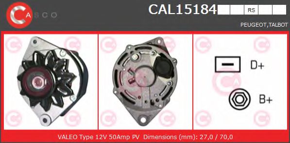 CASCO CAL15184RS Генератор для PEUGEOT (Пежо) CASCO CAL15184RS Генератор для PEUGEOT (Пежо)