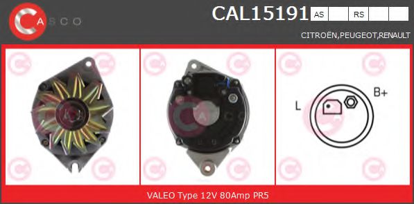 CASCO CAL15191AS Генератор для CITROËN XM (CитроËн Хм) CASCO CAL15191AS Генератор для CITROËN XM (CитроËн Хм)